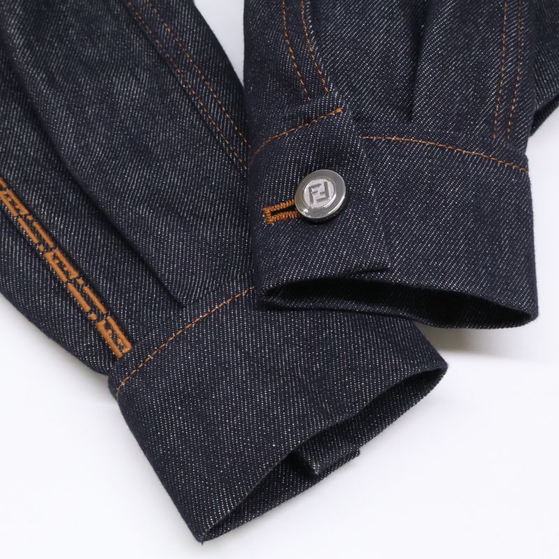 Fendi 23 Indigo Flf822 FF Logo Denim Jacket 40