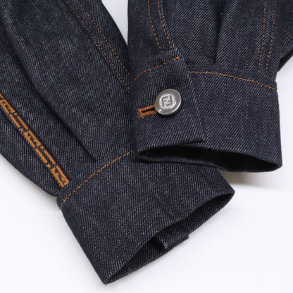 Fendi 23 Indigo Flf822 FF Logo Denim Jacket 40