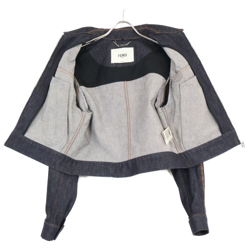 Fendi 23 Indigo Flf822 FF Logo Denim Jacket 40
