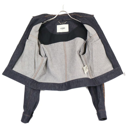 Fendi 23 Indigo Flf822 FF Logo Denim Jacket 40