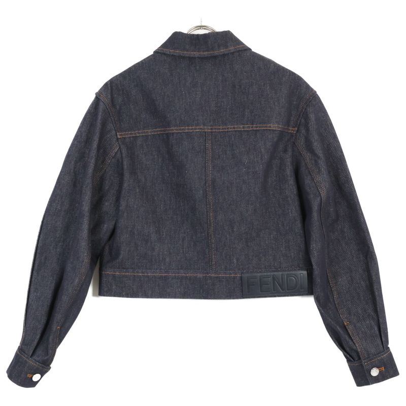 Fendi 23 Indigo Flf822 FF Logo Denim Jacket 40