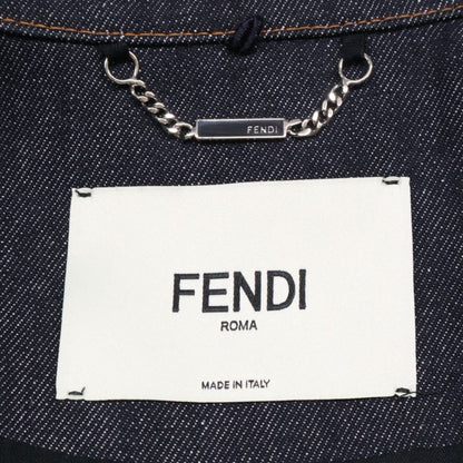 Fendi 23 Indigo Flf822 FF Logo Denim Jacket 40