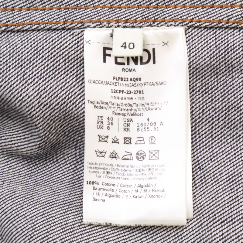 Fendi 23 Indigo Flf822 FF Logo Denim Jacket 40