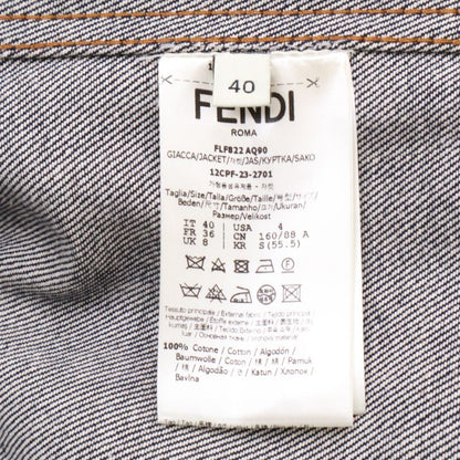 Fendi 23 Indigo Flf822 FF Logo Denim Jacket 40