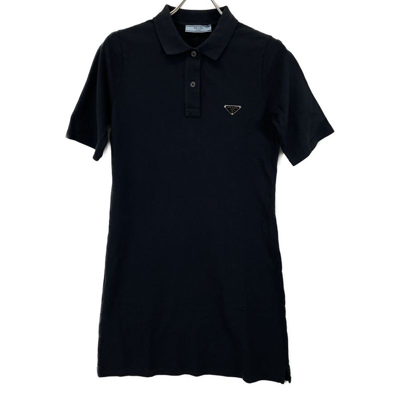 Prada 23 Navy Triangle Logo Dress 42