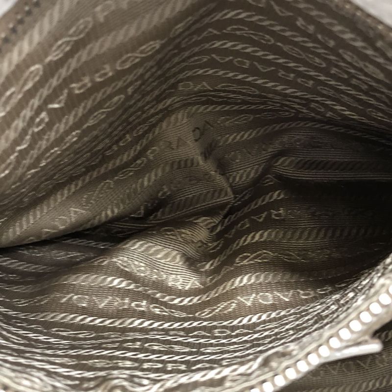 Prada Tote Handbag Shoulder Bag 2way Jacquard Logo Canvas Beige Leather Ladies