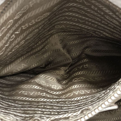Prada Tote Handbag Shoulder Bag 2way Jacquard Logo Canvas Beige Leather Ladies