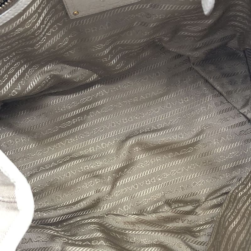 Prada Tote Handbag Shoulder Bag 2way Jacquard Logo Canvas Beige Leather Ladies