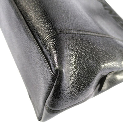 Chanel Logo Embroidery Caviar Skin Gold Hardware Handbag Tote Bag / Black /