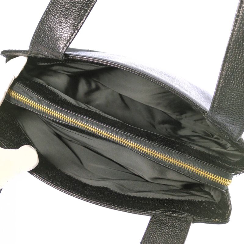 Chanel Logo Embroidery Caviar Skin Gold Hardware Handbag Tote Bag / Black /