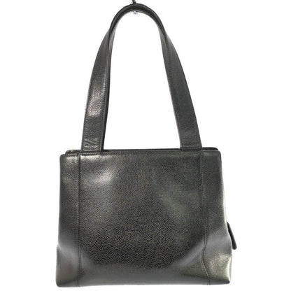 Chanel Logo Embroidery Caviar Skin Gold Hardware Handbag Tote Bag / Black /