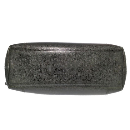 Chanel Logo Embroidery Caviar Skin Gold Hardware Handbag Tote Bag / Black /