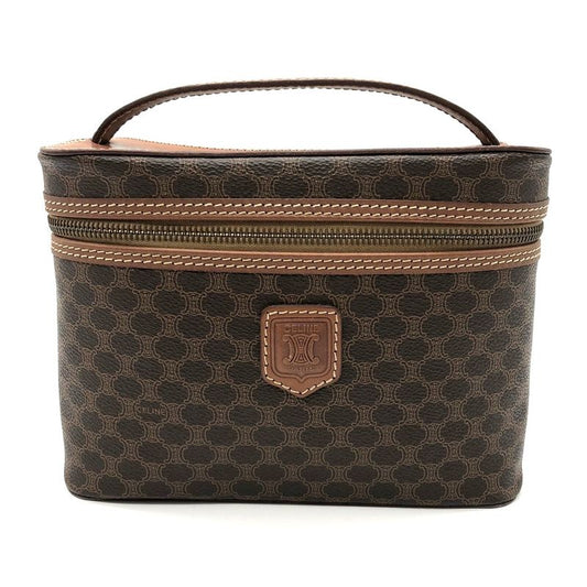 Celine M94 Vanity Bag Handbag Macadam Pattern Leather Brown Ladies Men Vintage