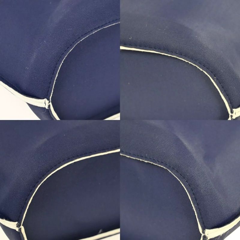 Chanel Handbag CC Coco Mark Polyester Silver Navy 35bs017