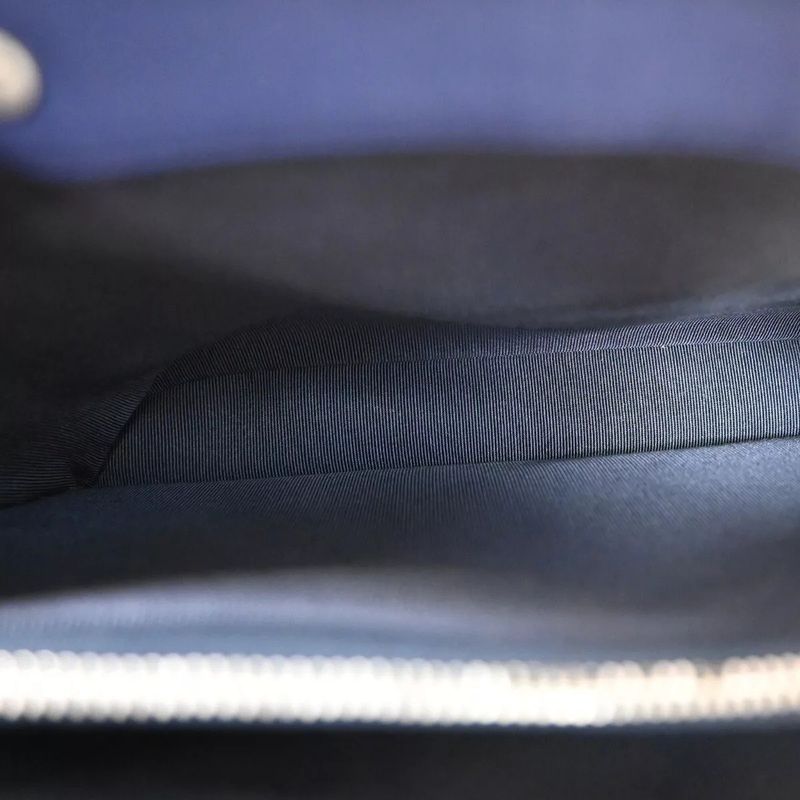 Chanel Handbag CC Coco Mark Polyester Silver Navy 35bs017