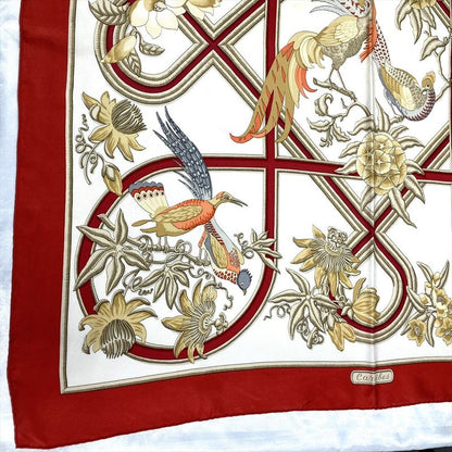 Hermes Carre 90 Caraibes Caribe Bird Scarf Silk Red Carre 90 Women