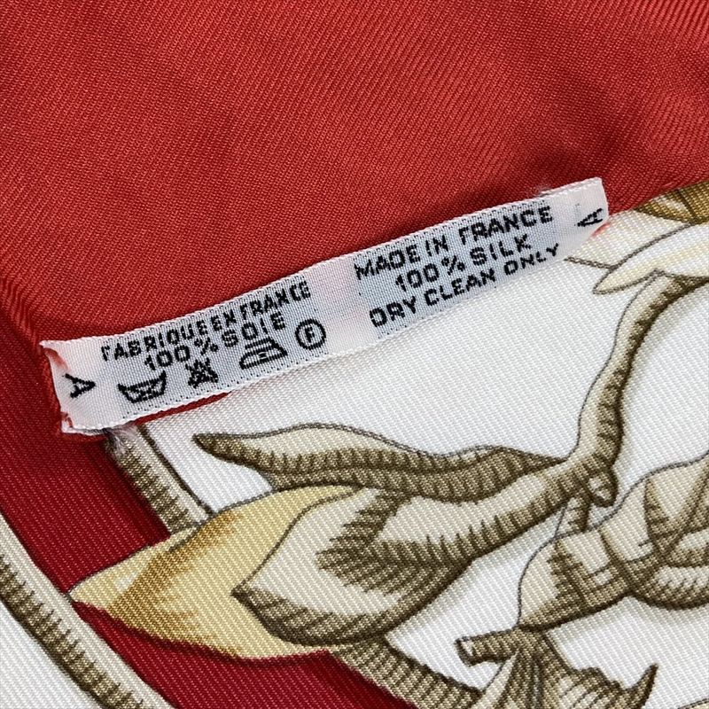 Hermes Carre 90 Caraibes Caribe Bird Scarf Silk Red Carre 90 Women