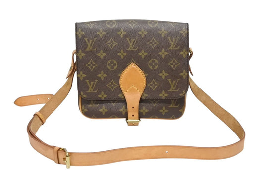 Louis Vuitton Cartouchiere MM Shoulder Bag Monogram Canvas Brown