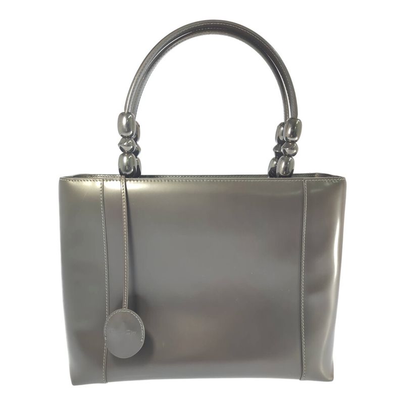 Christian DIOR Maris Pearl Mirror Calf Silver Hardware 2WAY Handbag Shoulder /