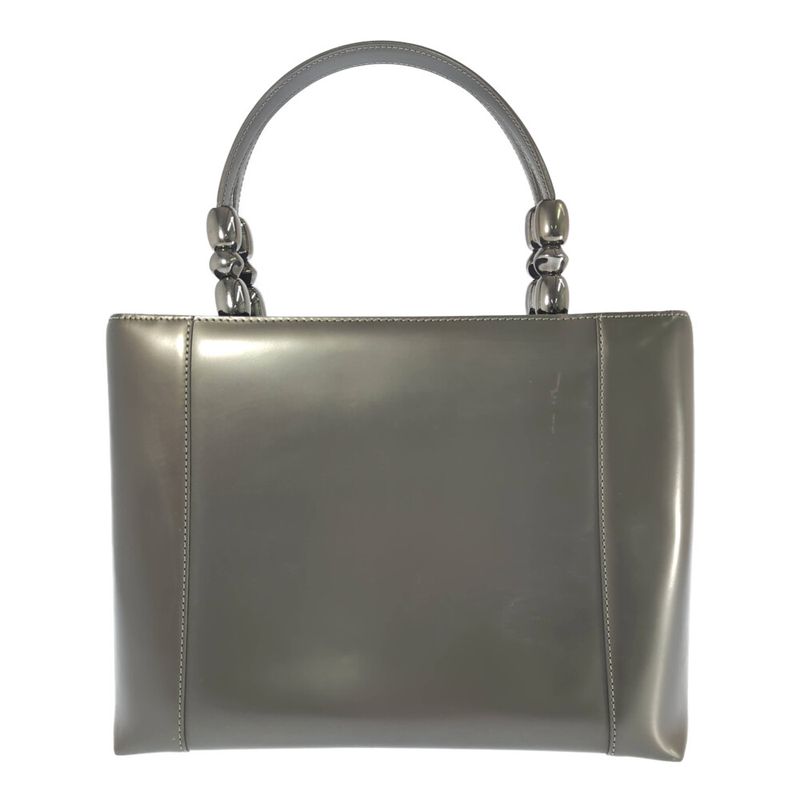 Christian DIOR Maris Pearl Mirror Calf Silver Hardware 2WAY Handbag Shoulder /