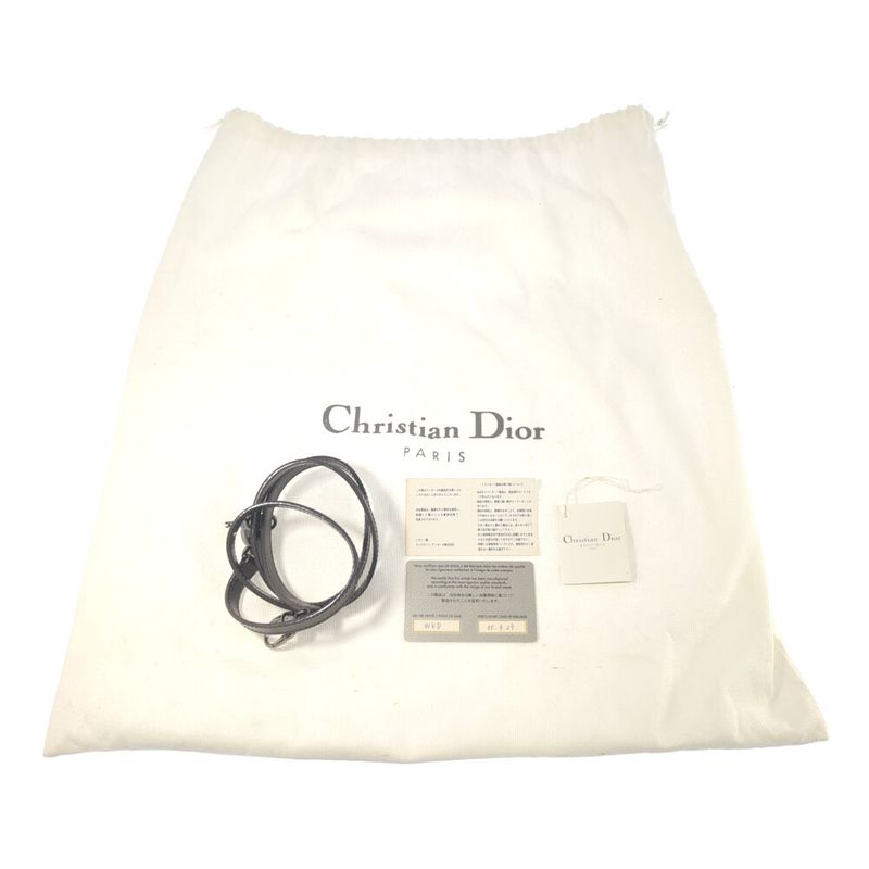 Christian DIOR Maris Pearl Mirror Calf Silver Hardware 2WAY Handbag Shoulder /