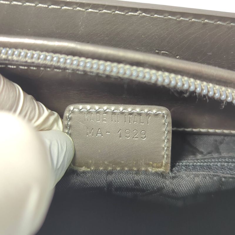 Christian DIOR Maris Pearl Mirror Calf Silver Hardware 2WAY Handbag Shoulder /