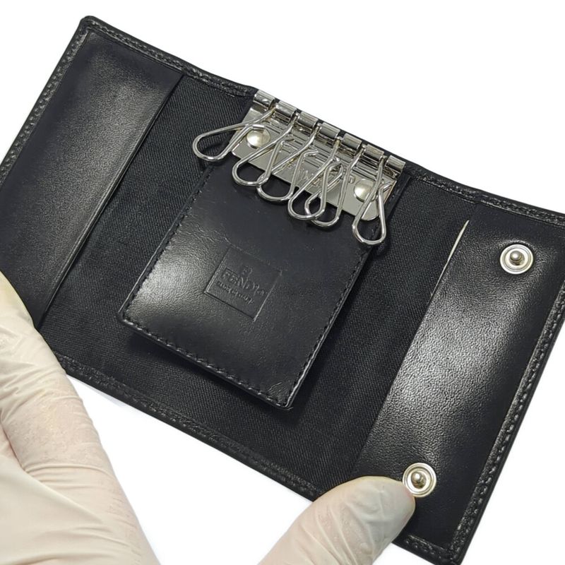 Fendi Logo Bar 6-stack Key Case /2261-101603-009/black/next-day Delivery