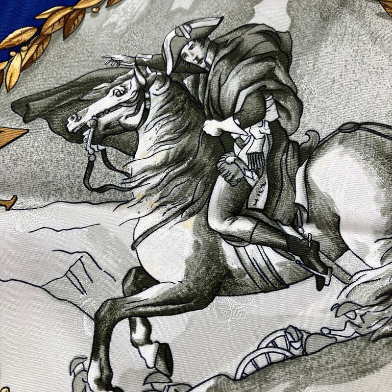 Hermes Carre 90 Napoleon Scarf Blue Ladies