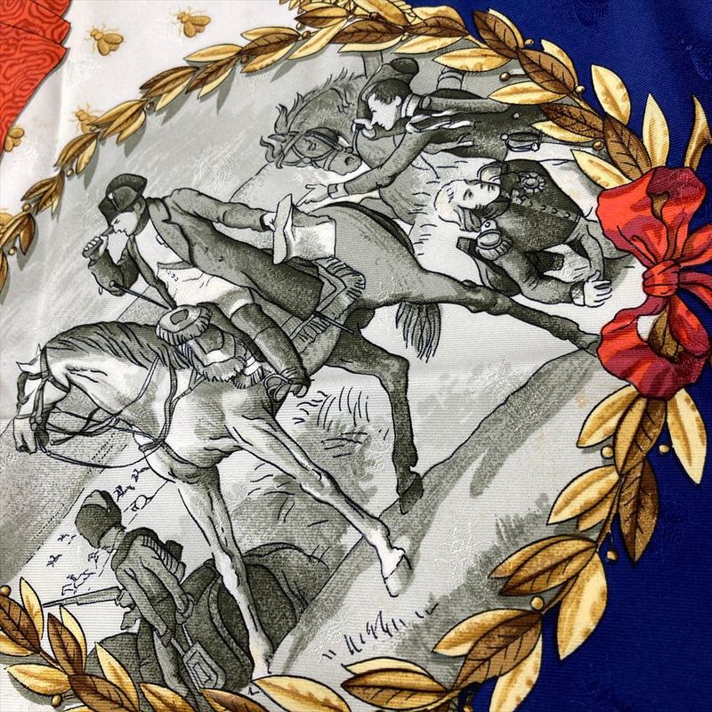 Hermes Carre 90 Napoleon Scarf Blue Ladies