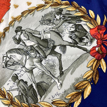 Hermes Carre 90 Napoleon Scarf Blue Ladies
