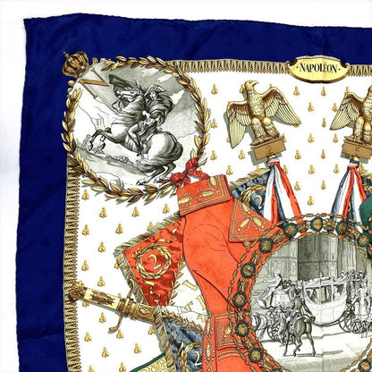 Hermes Carre 90 Napoleon Scarf Blue Ladies