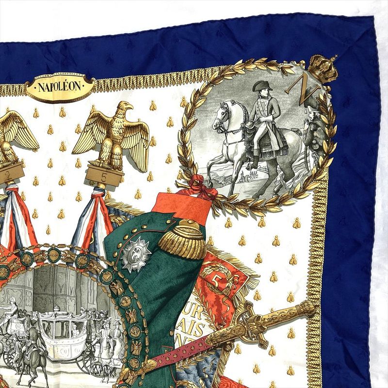 Hermes Carre 90 Napoleon Scarf Blue Ladies