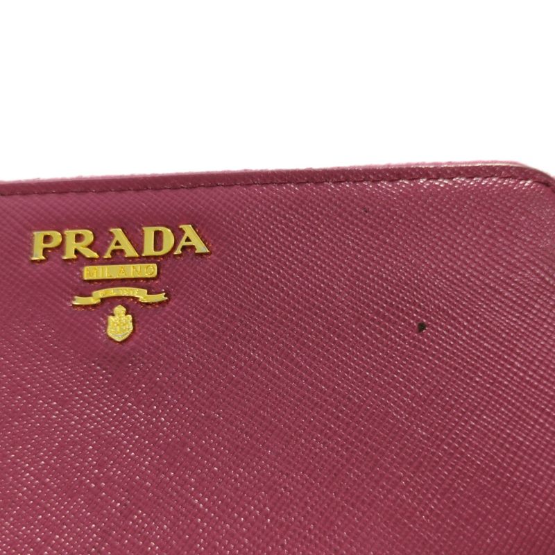 Prada Saffiano Round Zipper Long Wallet / 1m1157 / Pink / Next Day Delivery [ ]