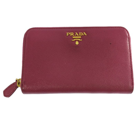 Prada Saffiano Round Zipper Long Wallet / 1m1157 / Pink / Next Day Delivery [ ]