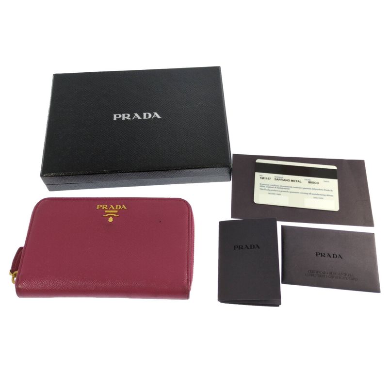 Prada Saffiano Round Zipper Long Wallet / 1m1157 / Pink / Next Day Delivery [ ]