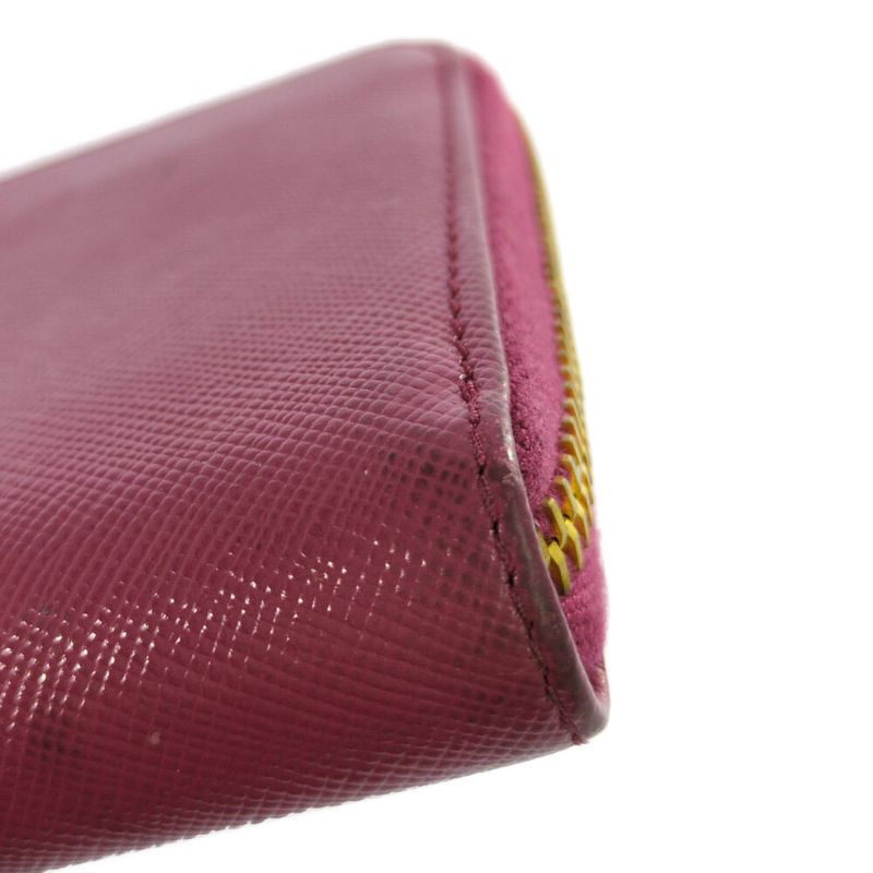 Prada Saffiano Round Zipper Long Wallet / 1m1157 / Pink / Next Day Delivery [ ]