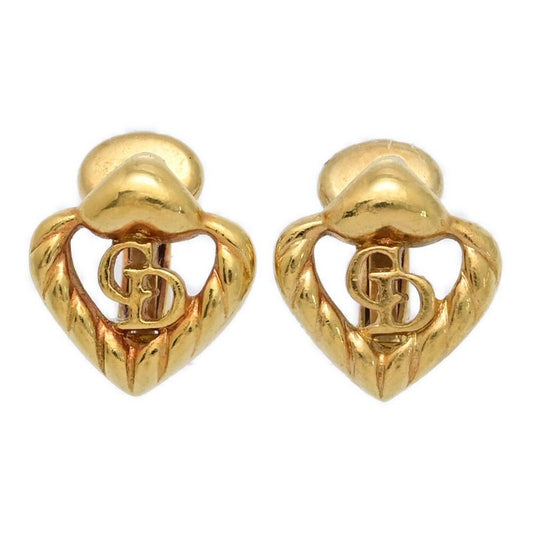 Christian DIOR CD Logo Heart Earrings / Alloy / Plated - 5.4g / Yellow / Next
