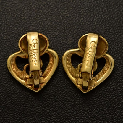 Christian DIOR CD Logo Heart Earrings / Alloy / Plated - 5.4g / Yellow / Next