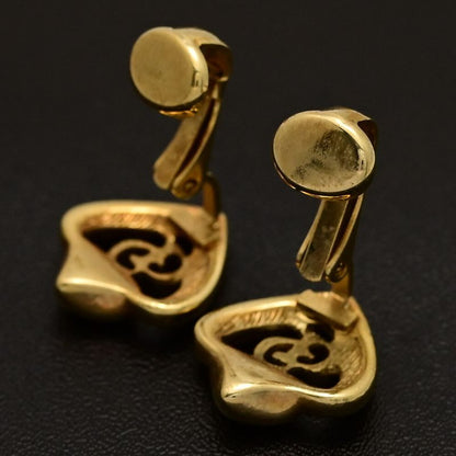 Christian DIOR CD Logo Heart Earrings / Alloy / Plated - 5.4g / Yellow / Next