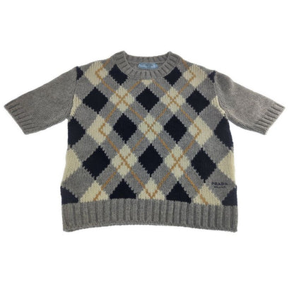 Prada Cashmere Argyle Check Knit Sweater Top / New 2025aw/p24t2p_172d_f0031_s_oo