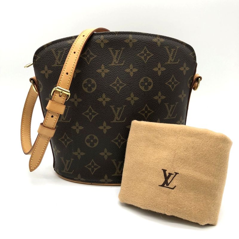 Louis Vuitton M51290 Drouot Shoulder Bag Monogram Brown Women Men Vintage USED