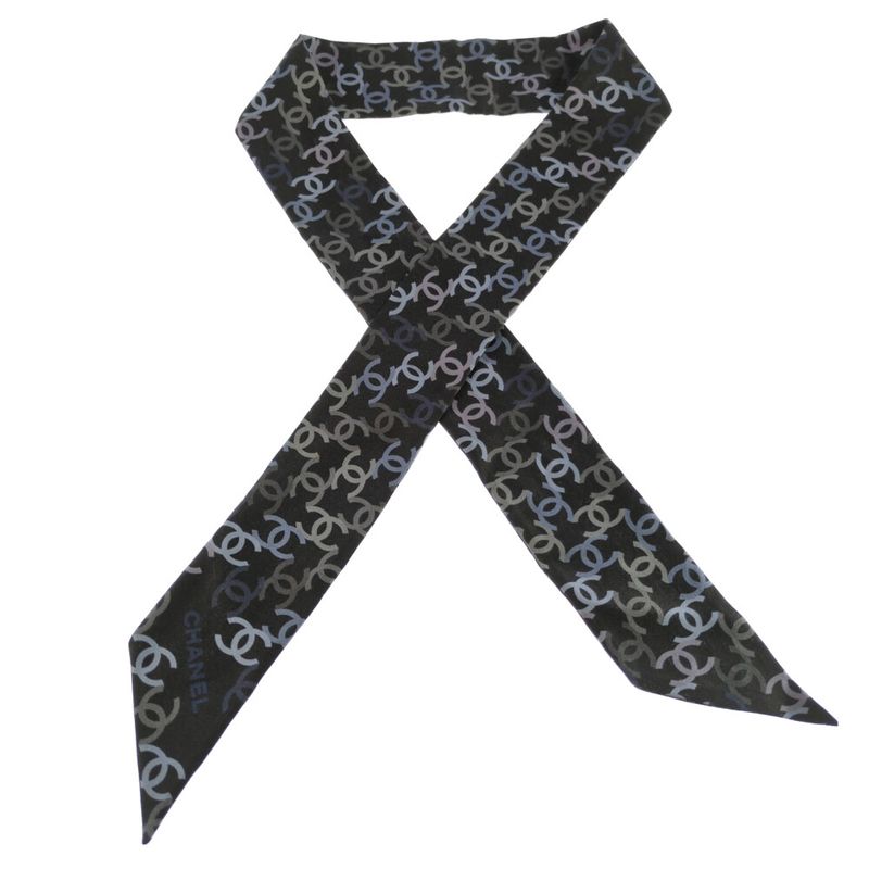 Chanel Coco Mark Scarf Total Neckwear 22v/black Next-day Delivery Possible [] A