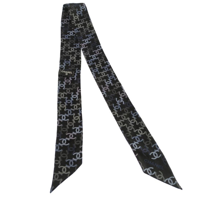 Chanel Coco Mark Scarf Total Neckwear 22v/black Next-day Delivery Possible [] A