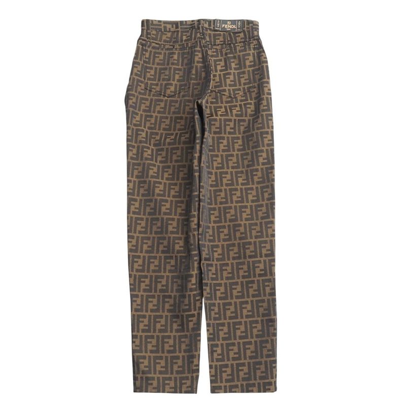 Fendi Vintage Pants Size 42 Zucca Pattern FF Double F Jacquard Logo Button