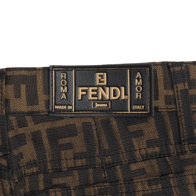 Fendi Vintage Pants Size 42 Zucca Pattern FF Double F Jacquard Logo Button