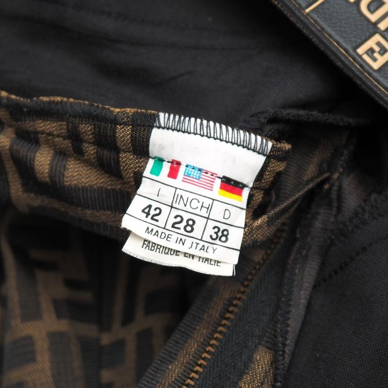 Fendi Vintage Pants Size 42 Zucca Pattern FF Double F Jacquard Logo Button