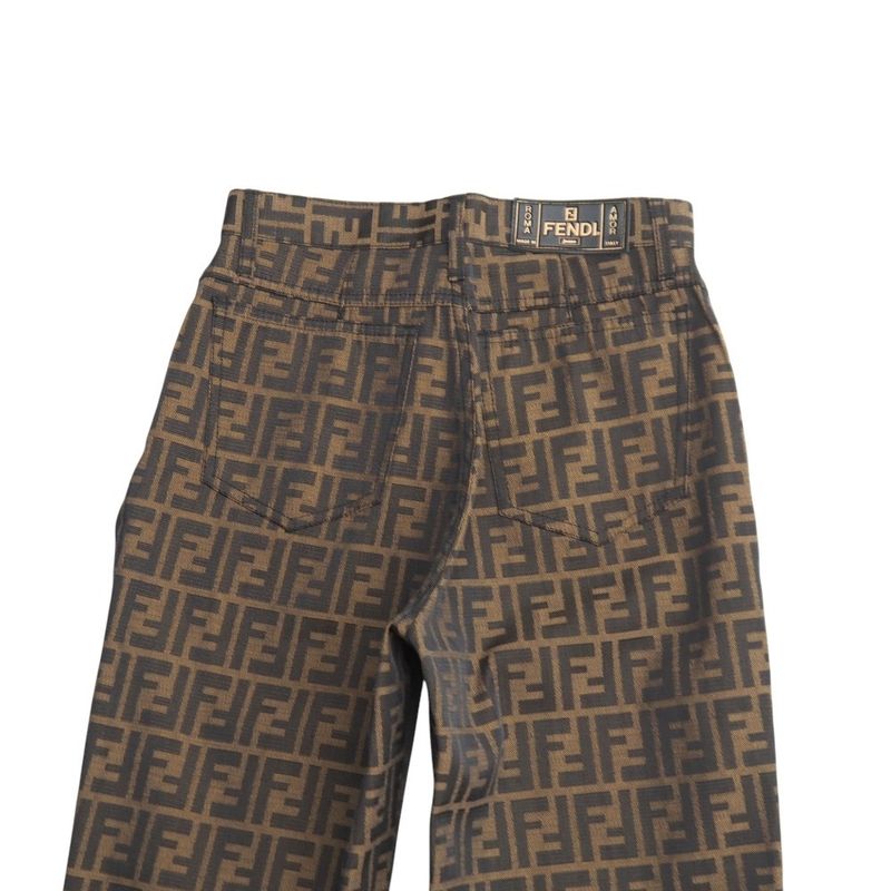 Fendi Vintage Pants Size 42 Zucca Pattern FF Double F Jacquard Logo Button