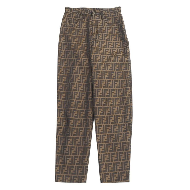 Fendi Vintage Pants Size 42 Zucca Pattern FF Double F Jacquard Logo Button