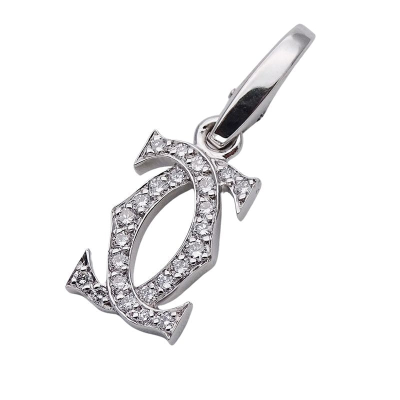 Cartier Pendant Top Ladies Men's Brand Charm 750wg Diamond 2C White Gold