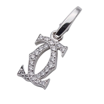Cartier Pendant Top Ladies Men's Brand Charm 750wg Diamond 2C White Gold